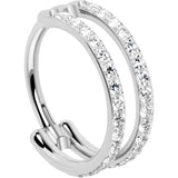 18G Double Row Micro Gem Implant Grade Titanium Hinged Double Hoop Nose Ring - BodyCandy - Flyclothing LLC