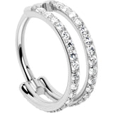18G Double Row Micro Gem Implant Grade Titanium Hinged Double Hoop Nose Ring - BodyCandy - Flyclothing LLC