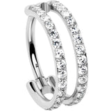 18G Double Row Micro Gem Implant Grade Titanium Hinged Double Hoop Nose Ring - BodyCandy - Flyclothing LLC