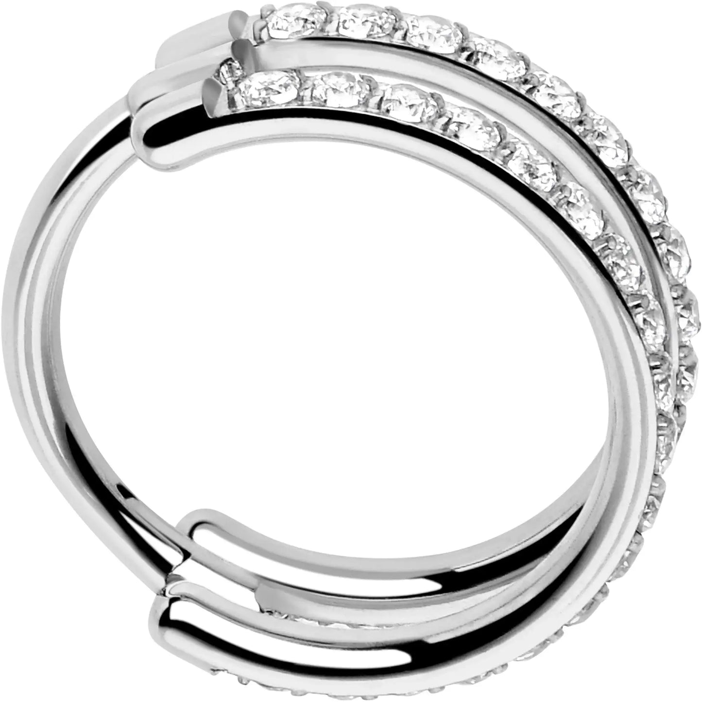 18G Double Row Micro Gem Implant Grade Titanium Hinged Double Hoop Nose Ring - BodyCandy - Flyclothing LLC