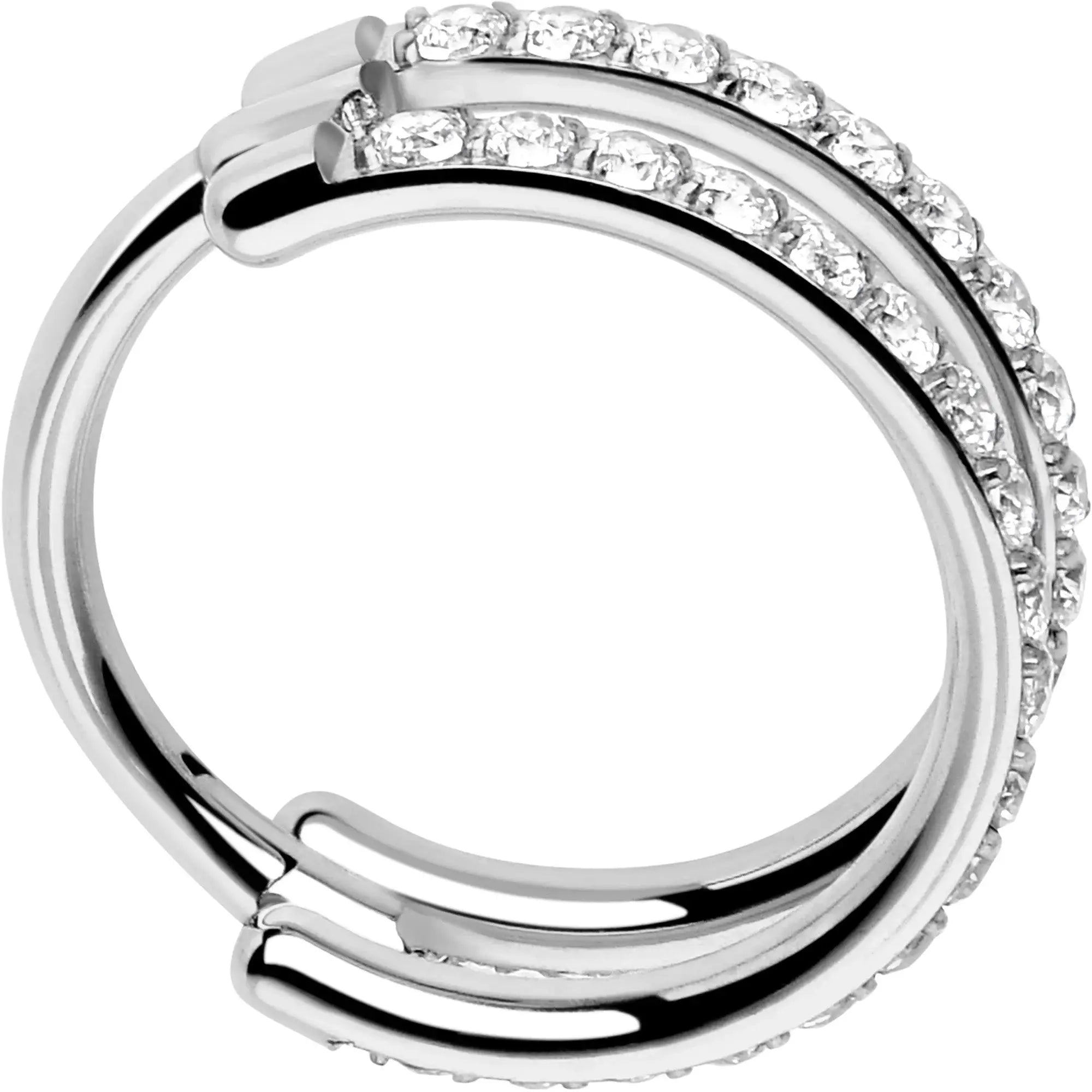 18G Double Row Micro Gem Implant Grade Titanium Hinged Double Hoop Nose Ring - BodyCandy - Flyclothing LLC