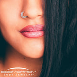 18G Double Row Micro Gem Implant Grade Titanium Hinged Double Hoop Nose Ring - BodyCandy - Flyclothing LLC