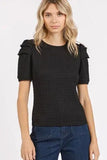 Mittoshop Textured Round Neck Short Sleeve Blouse - Trendsi
