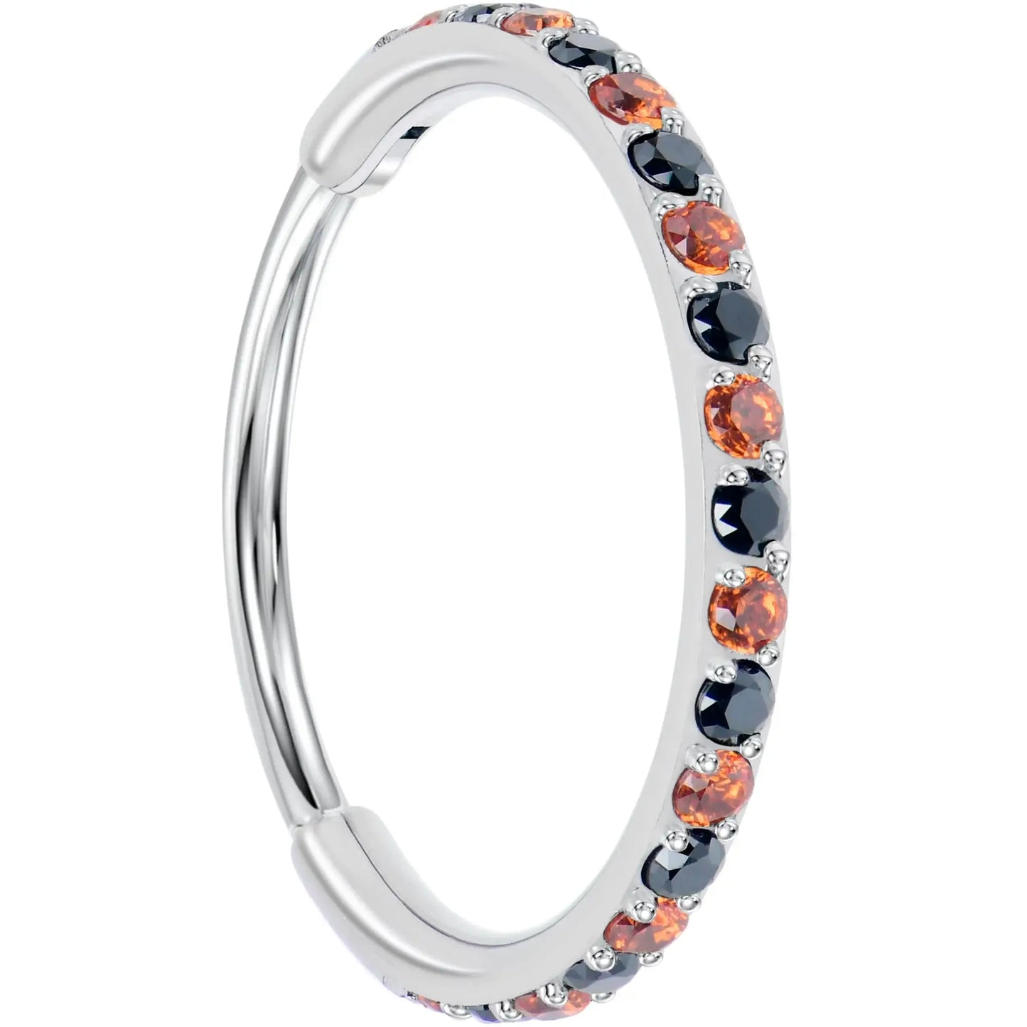 20G Micro Gem Titanium Hinged Nose Hoop - Black Orange Nose Ring - BodyCandy - Flyclothing LLC