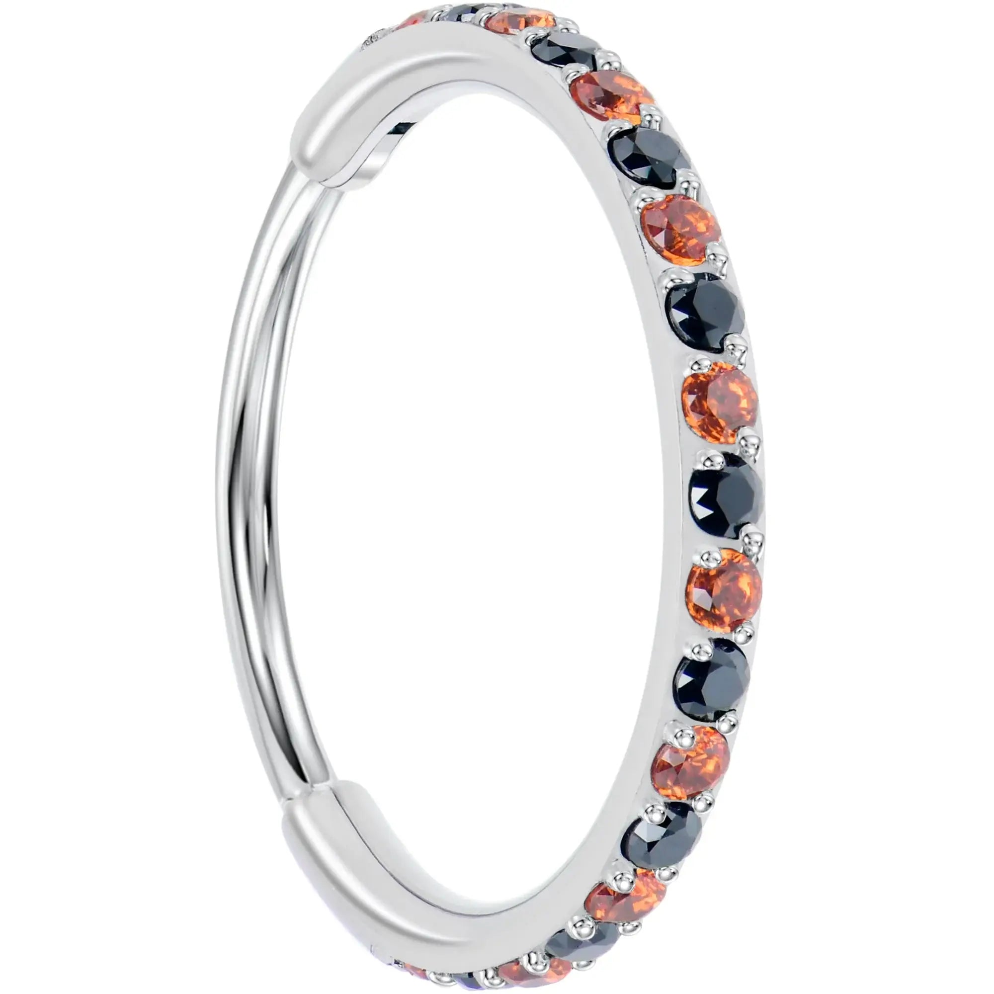 20G Micro Gem Titanium Hinged Nose Hoop - Black Orange Nose Ring - BodyCandy - Flyclothing LLC