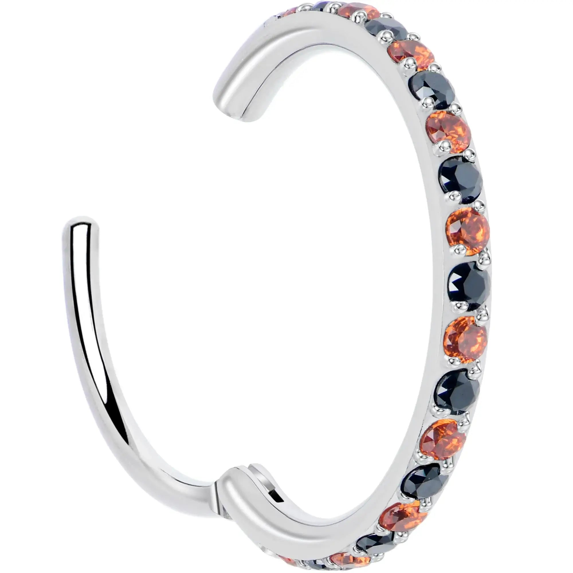 20G Micro Gem Titanium Hinged Nose Hoop - Black Orange Nose Ring - BodyCandy - Flyclothing LLC