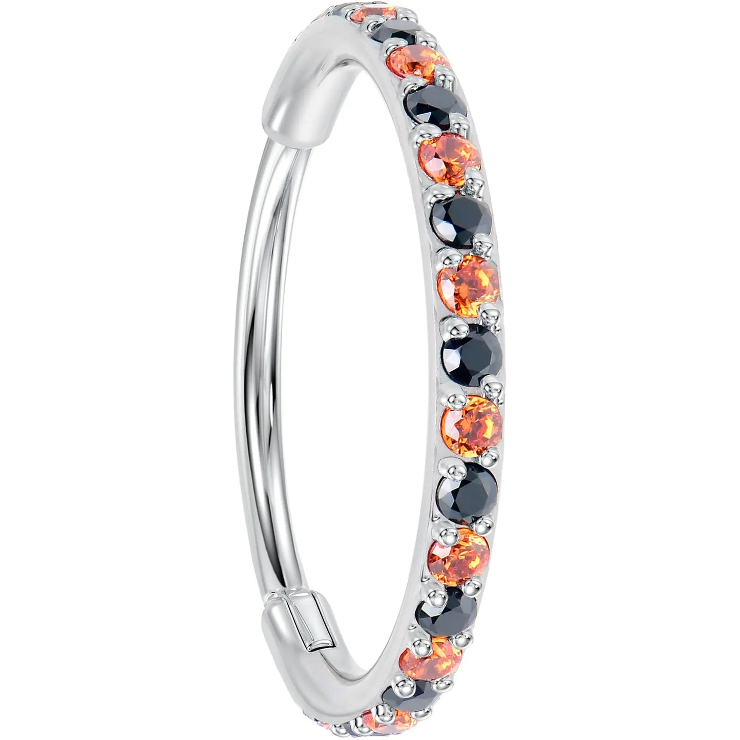 20G Micro Gem Titanium Hinged Nose Hoop - Black Orange Nose Ring - BodyCandy - Flyclothing LLC