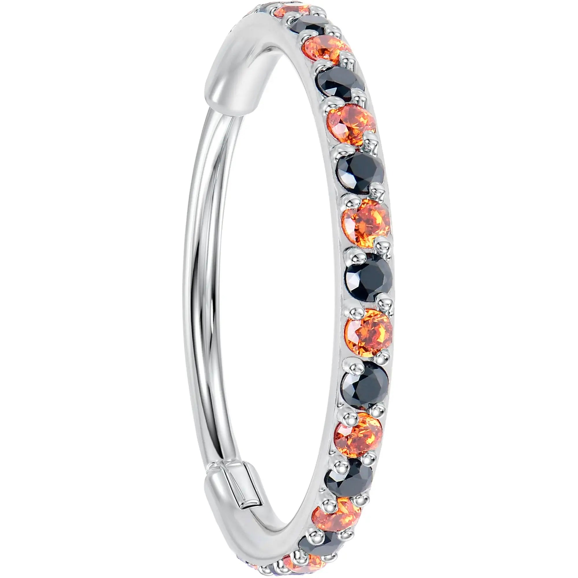 20G Micro Gem Titanium Hinged Nose Hoop - Black Orange Nose Ring - BodyCandy - Flyclothing LLC