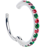 20G Micro Gem Titanium Hinged Nose Hoop - Christmas Nose Ring - BodyCandy - Flyclothing LLC