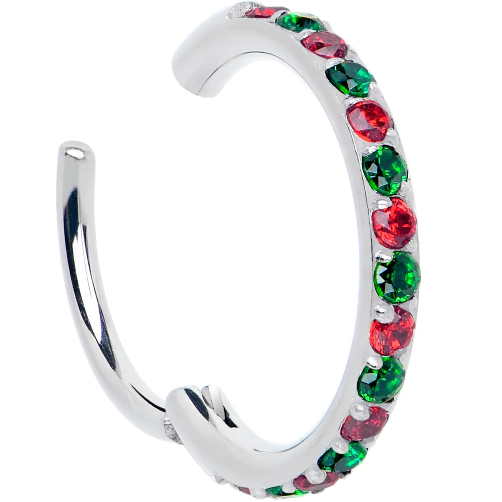 20G Micro Gem Titanium Hinged Nose Hoop - Christmas Nose Ring - BodyCandy - Flyclothing LLC