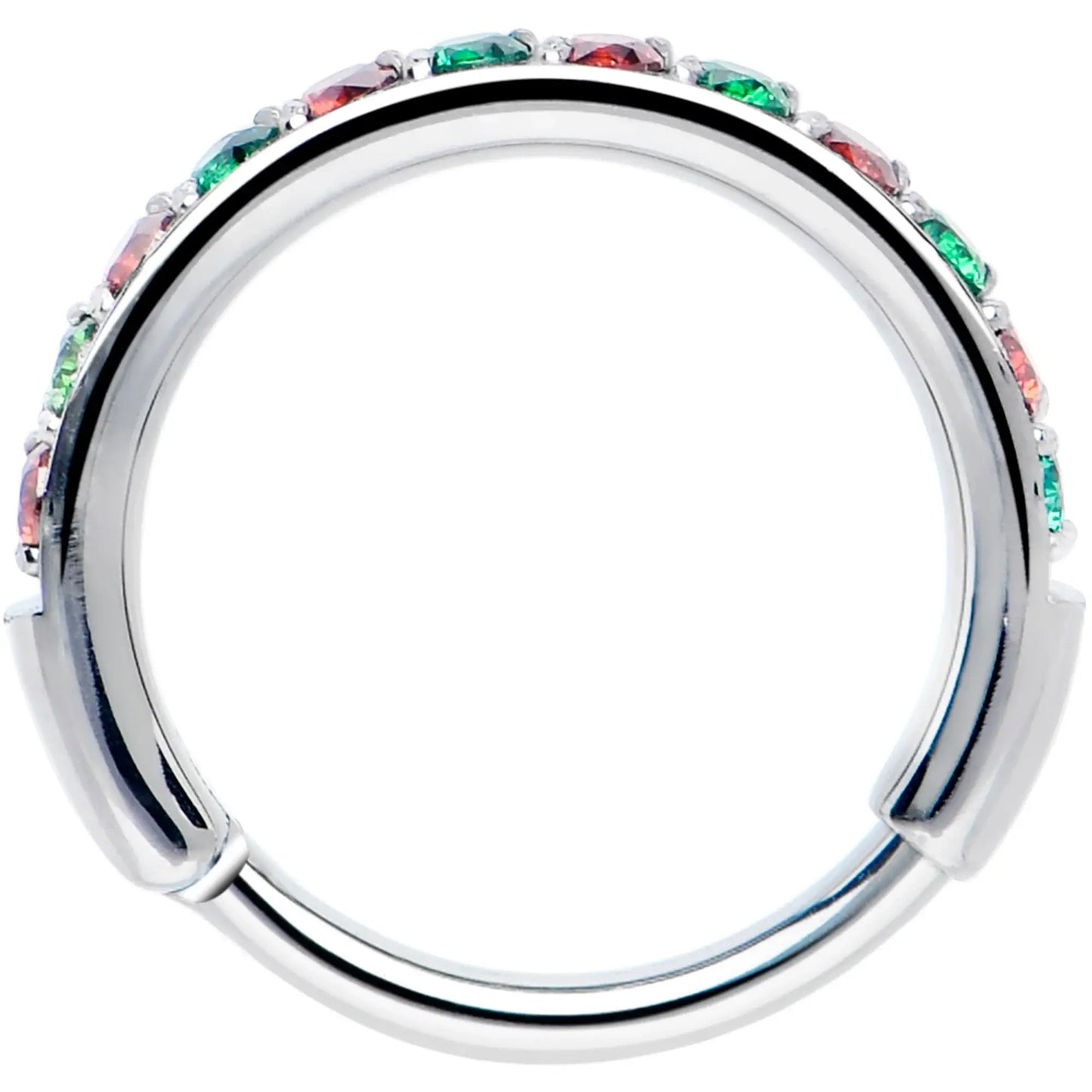 20G Micro Gem Titanium Hinged Nose Hoop - Christmas Nose Ring - BodyCandy - Flyclothing LLC