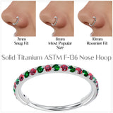 20G Micro Gem Titanium Hinged Nose Hoop - Christmas Nose Ring - BodyCandy - Flyclothing LLC