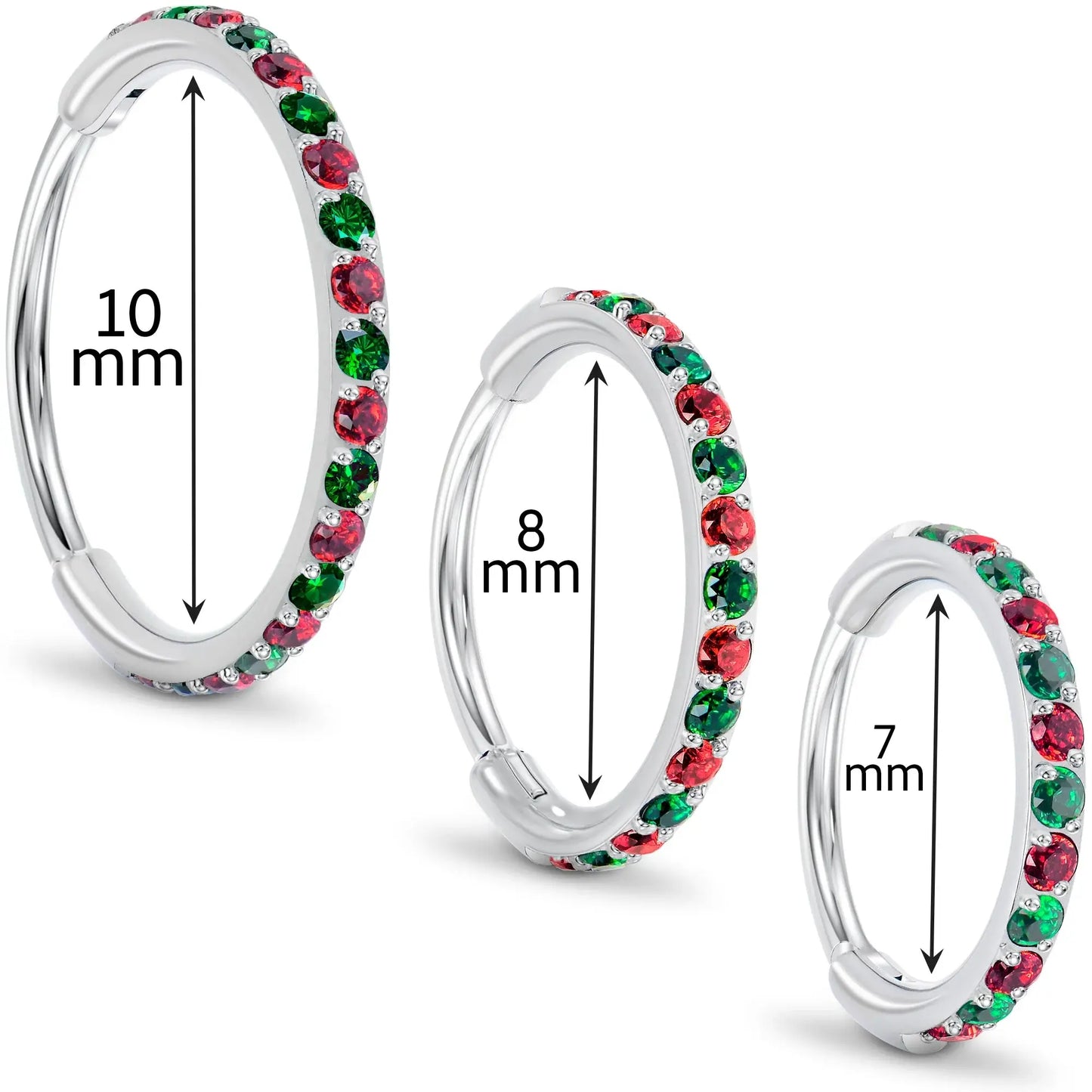 20G Micro Gem Titanium Hinged Nose Hoop - Christmas Nose Ring - BodyCandy - Flyclothing LLC