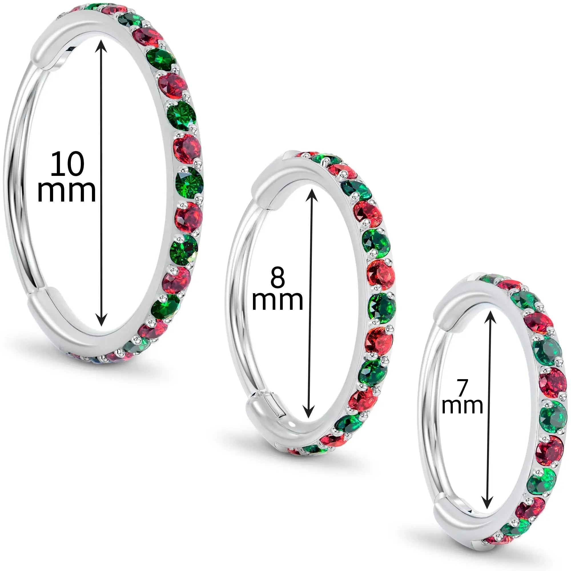 20G Micro Gem Titanium Hinged Nose Hoop - Christmas Nose Ring - BodyCandy - Flyclothing LLC