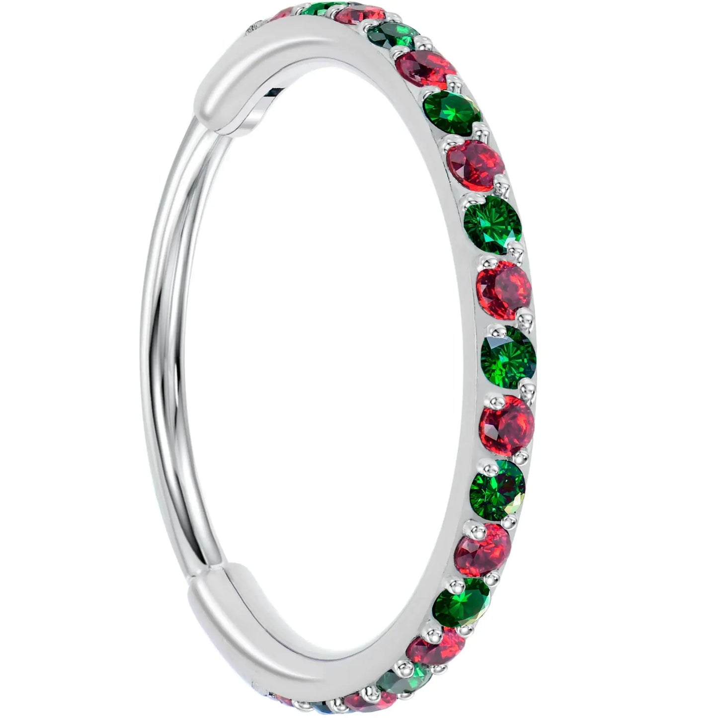 20G Micro Gem Titanium Hinged Nose Hoop - Christmas Nose Ring - BodyCandy - Flyclothing LLC