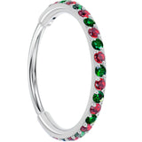 20G Micro Gem Titanium Hinged Nose Hoop - Christmas Nose Ring - BodyCandy - Flyclothing LLC