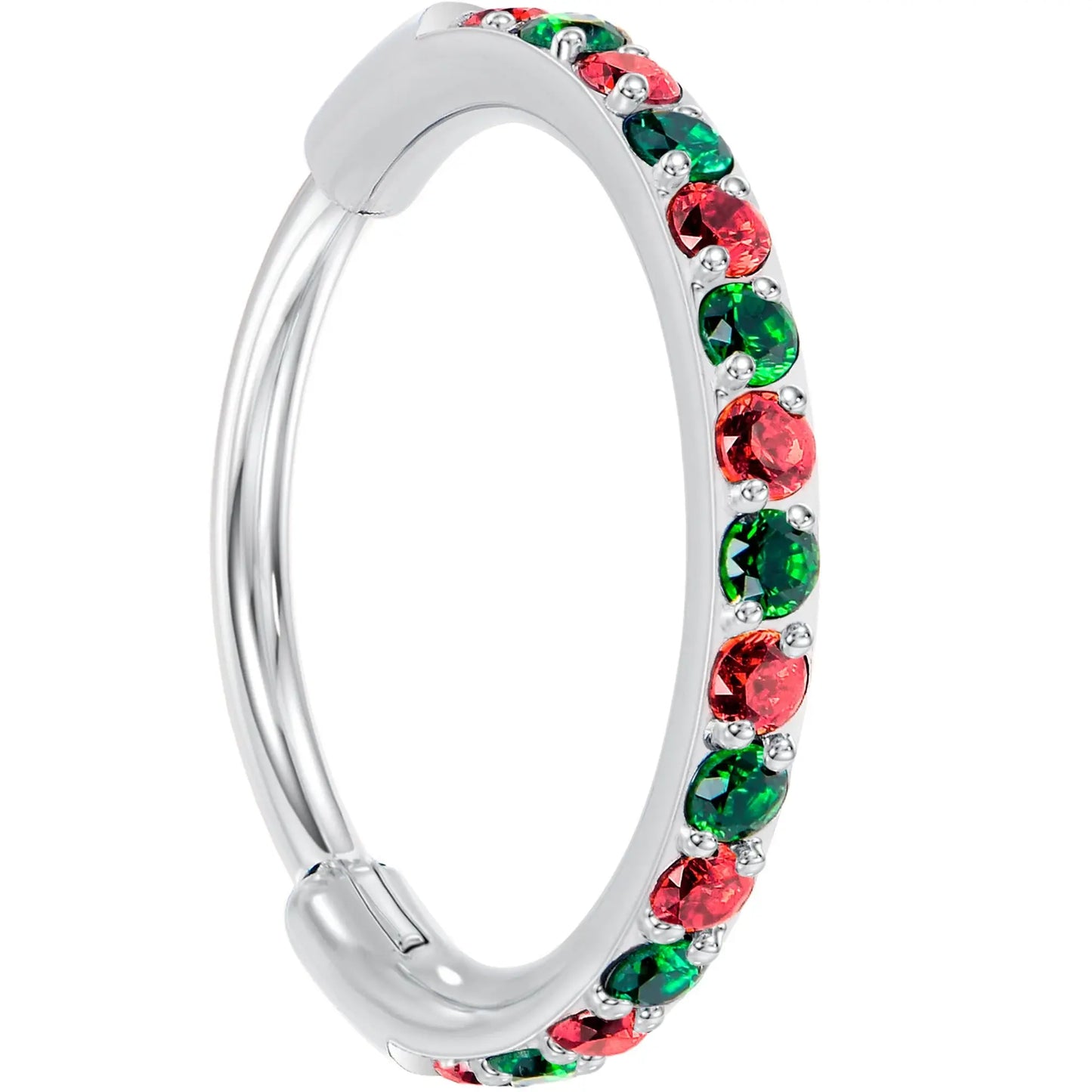 20G Micro Gem Titanium Hinged Nose Hoop - Christmas Nose Ring - BodyCandy - Flyclothing LLC