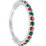 20G Micro Gem Titanium Hinged Nose Hoop - Christmas Nose Ring - BodyCandy - Flyclothing LLC
