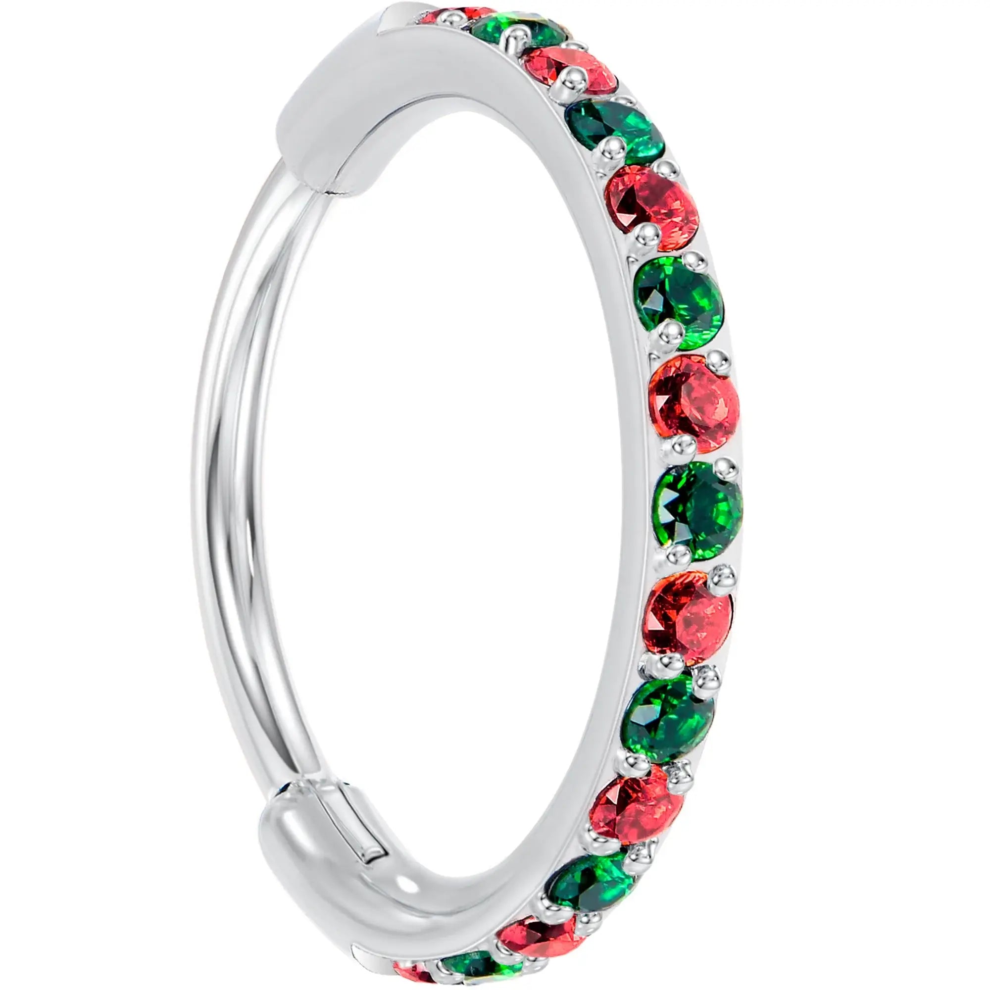 20G Micro Gem Titanium Hinged Nose Hoop - Christmas Nose Ring - BodyCandy - Flyclothing LLC