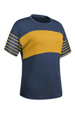 Striped Round Neck Short Sleeve T-Shirt - Trendsi - Flyclothing LLC