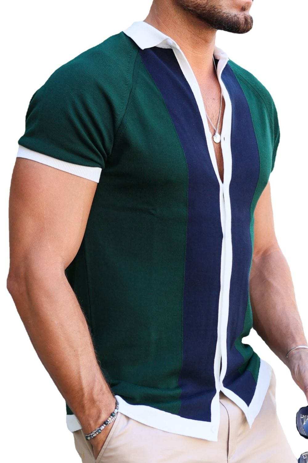 Men's Plus Size Button Down Short Sleeve Shirt - Trendsi - Flyclothing LLC