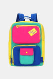 Himawari Contrast Nylon Backpack Bag with Handles - Trendsi