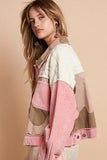 POL Corduroy Jacquard Patchwork Button Up Jacket - Trendsi