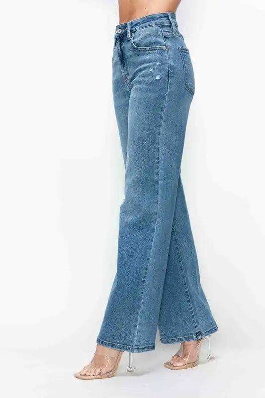bytos Full Size High Rise Wide Leg Jeans with Pockets - Trendsi - Flyclothing LLC