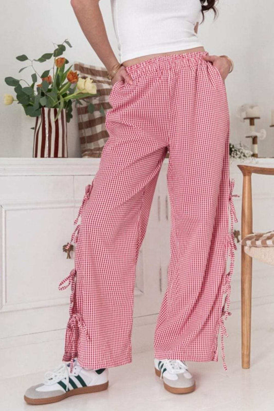 Side Tied Pants with Pockets - Trendsi - Flyclothing LLC