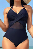 Crisscross Halter Neck One-Piece Swimwear - Trendsi