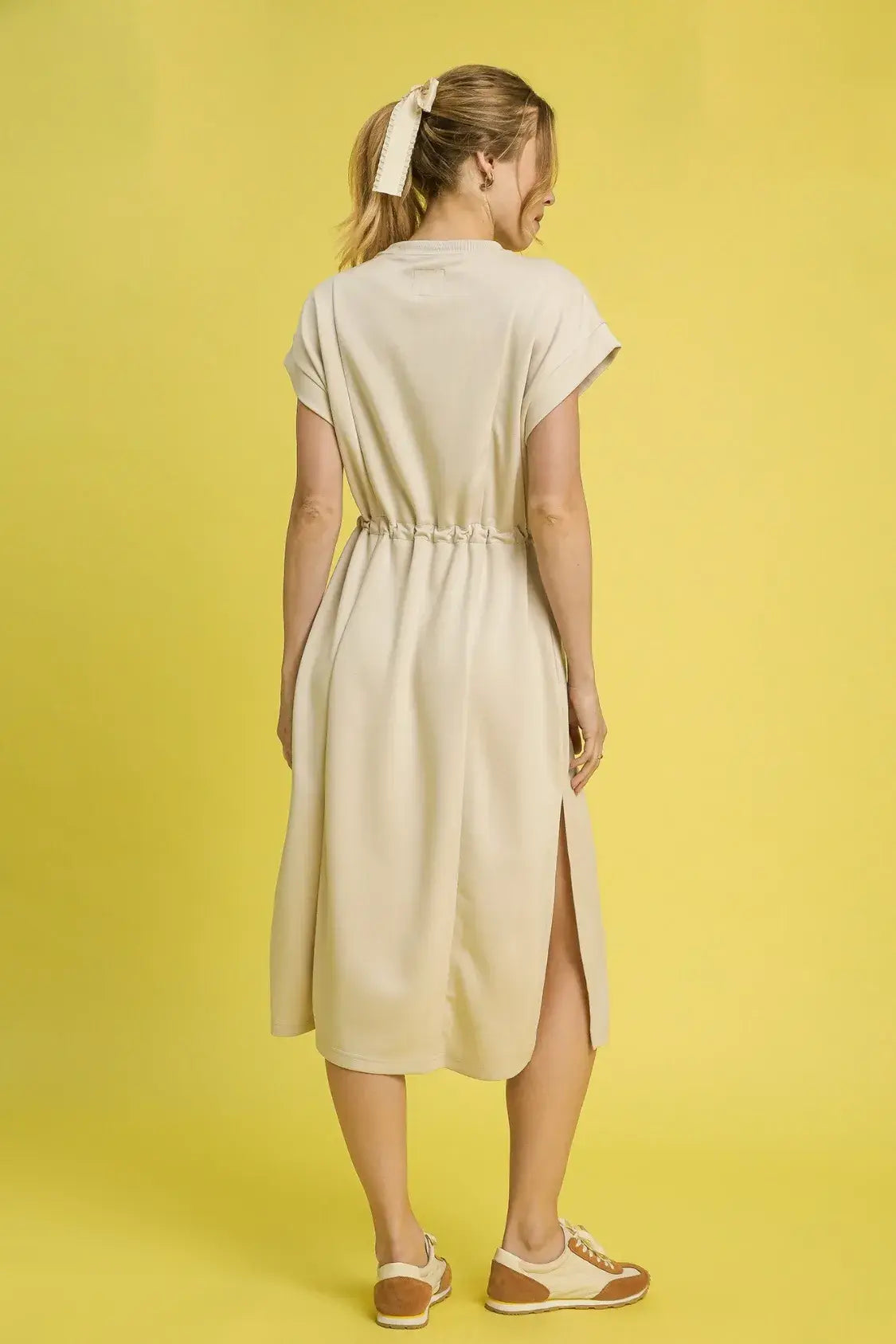 Umgee Side Slit Short Sleeve Midi Tee Dress - Trendsi - Flyclothing LLC