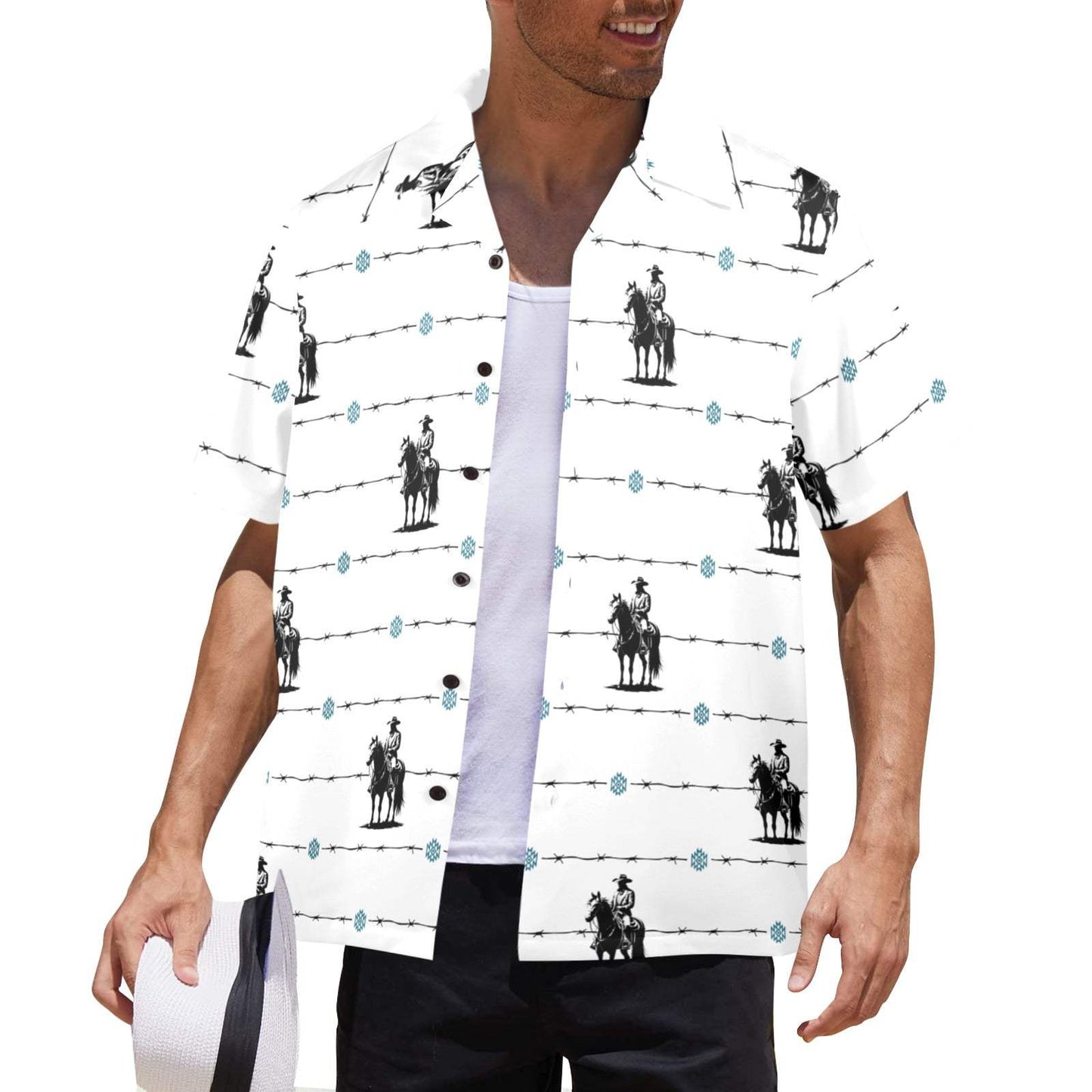 Baha Ranch Saddle Up Western Hawaiian Shirt Made in America - Baha Ranch Western Wear - Flyclothing LLC