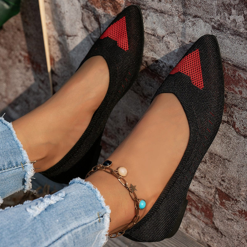Mesh Point Toe Flat Slip-Ons - Trendsi
