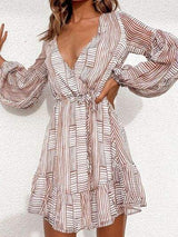 Cutout Back Surplice Long Sleeve Dress - Trendsi - Flyclothing LLC