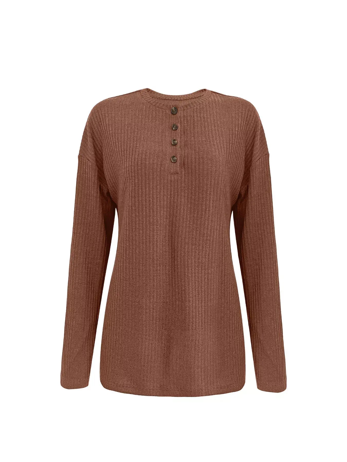 Button-Detail Dropped Shoulder Top - Trendsi - Flyclothing LLC