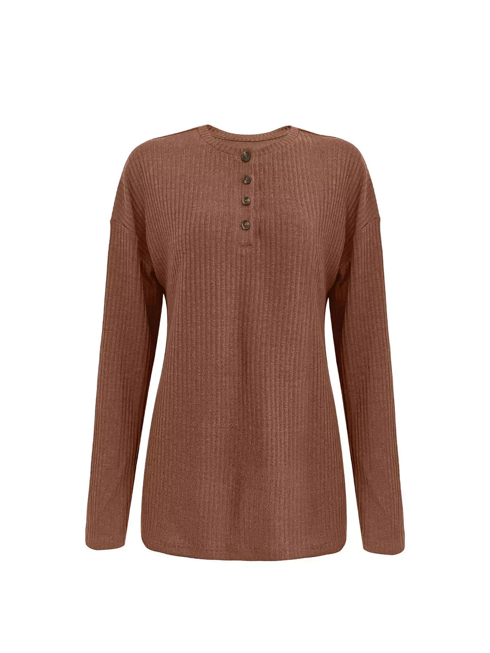 Button-Detail Dropped Shoulder Top - Trendsi - Flyclothing LLC