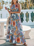 Printed Halter Neck Maxi Dress - Trendsi - Flyclothing LLC