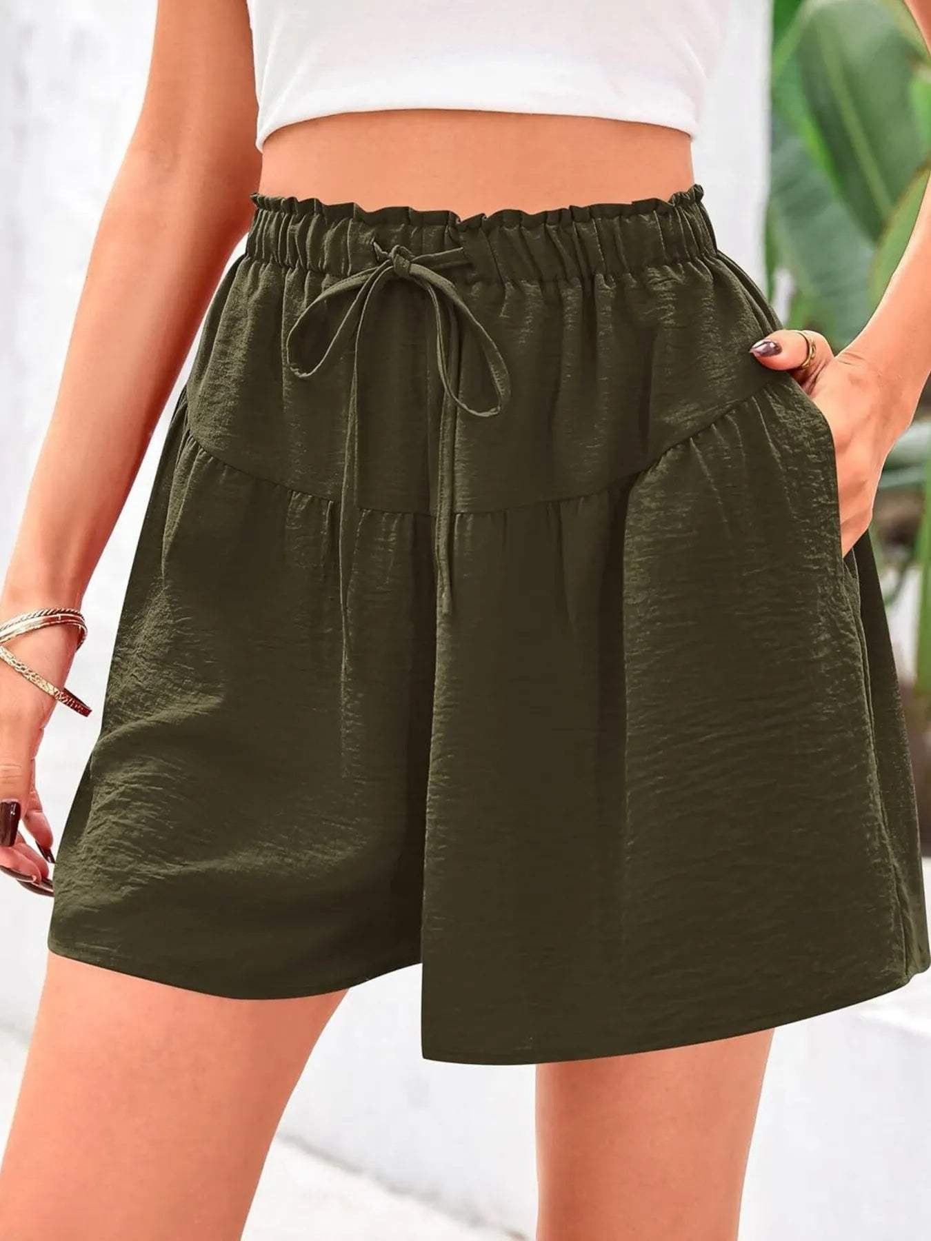 Full Size Casual Drawstring High Waist Relaxed Shorts Plus Size - Trendsi - Flyclothing LLC