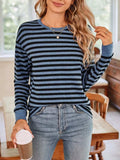 Striped Round Neck Long Sleeve T-Shirt - Trendsi - Flyclothing LLC