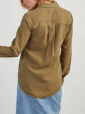 Collared Neck Button Down Denim Top - Trendsi
