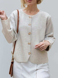 Bow Button Down Round Neck Long Sleeve Cardigan - Trendsi - Flyclothing LLC
