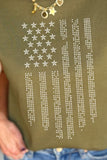 Rhinestone US Flag Round Neck Cap Sleeve T-Shirt - Trendsi
