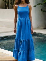 Tiered Maxi Cami Dress with Ruffled Hem - Trendsi - Flyclothing LLC