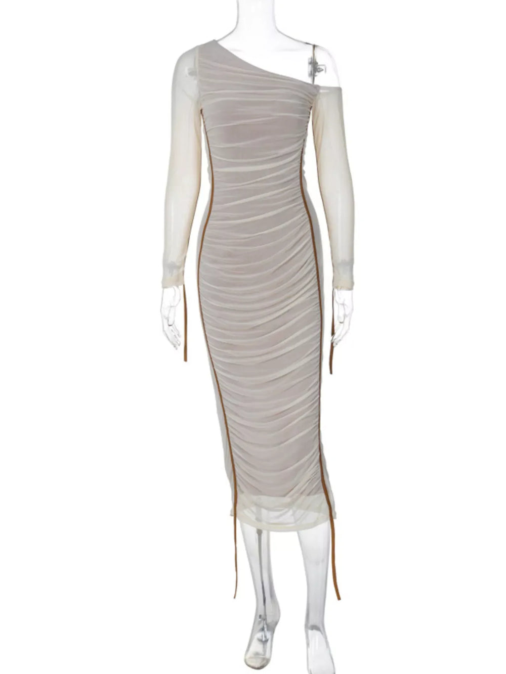 One-Shoulder Ruched Bodycon Midi Dress - Trendsi - Flyclothing LLC