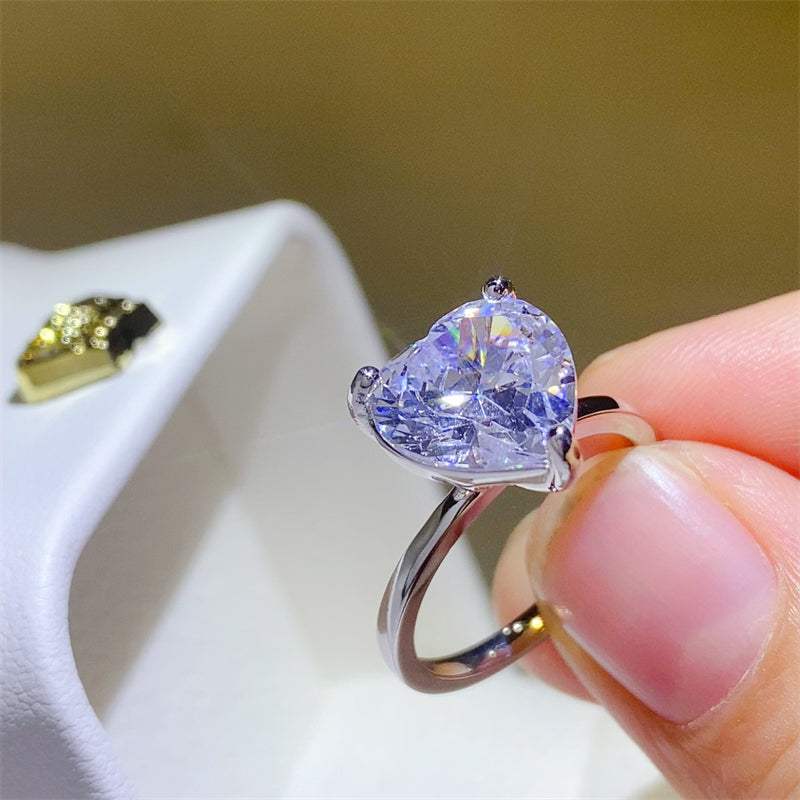 5 Carat 925 Sterling Silver Moissanite Heart Shape Ring - Trendsi - Flyclothing LLC