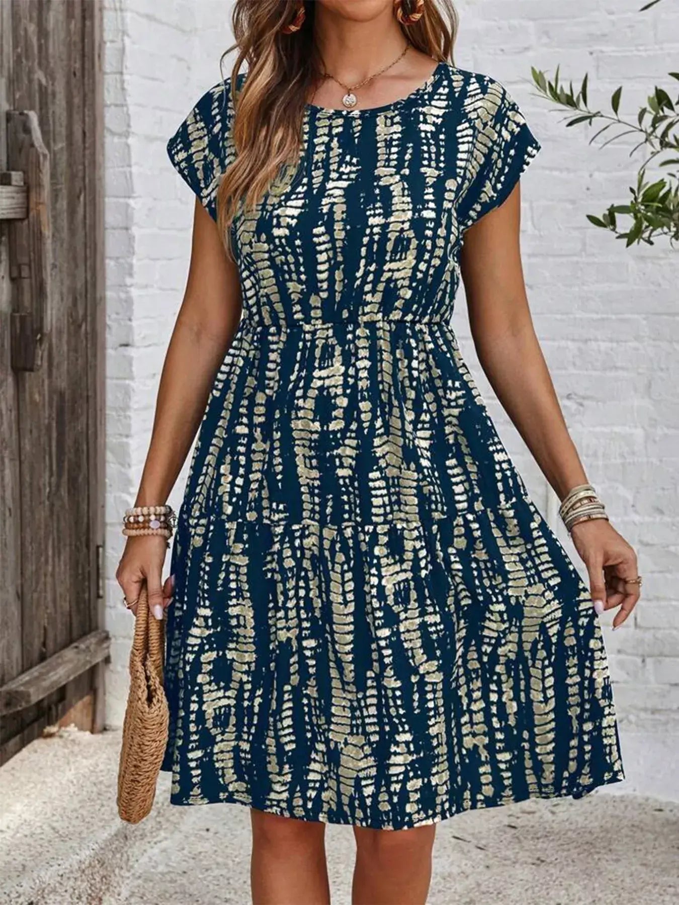 Plus Size Tie-Dye Ruffle Hem Casual Dress - Trendsi - Flyclothing LLC