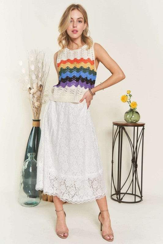 ADORA Elastic Waist Lace Midi Skirt - Trendsi - Flyclothing LLC