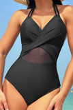 Crisscross Halter Neck One-Piece Swimwear - Trendsi