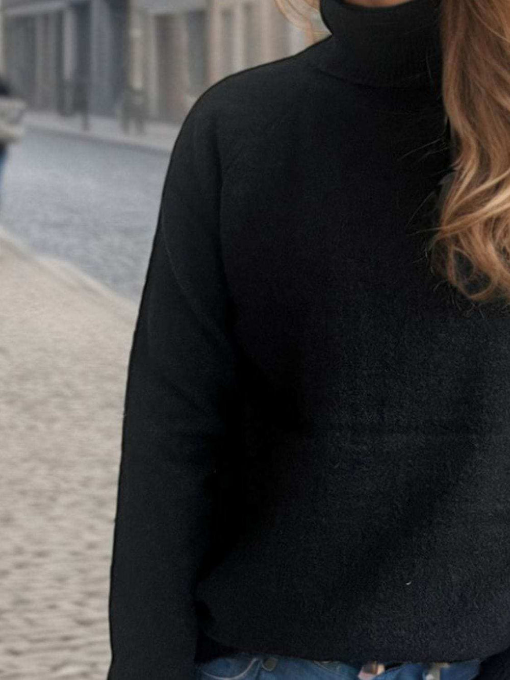 Solid Color Turtleneck Long Sleeve Sweater - Trendsi - Flyclothing LLC