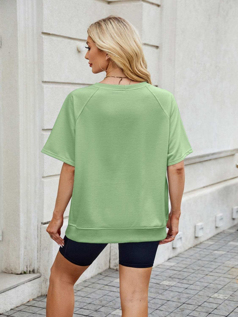 Round Neck Short Sleeve T-Shirt - Trendsi - Flyclothing LLC